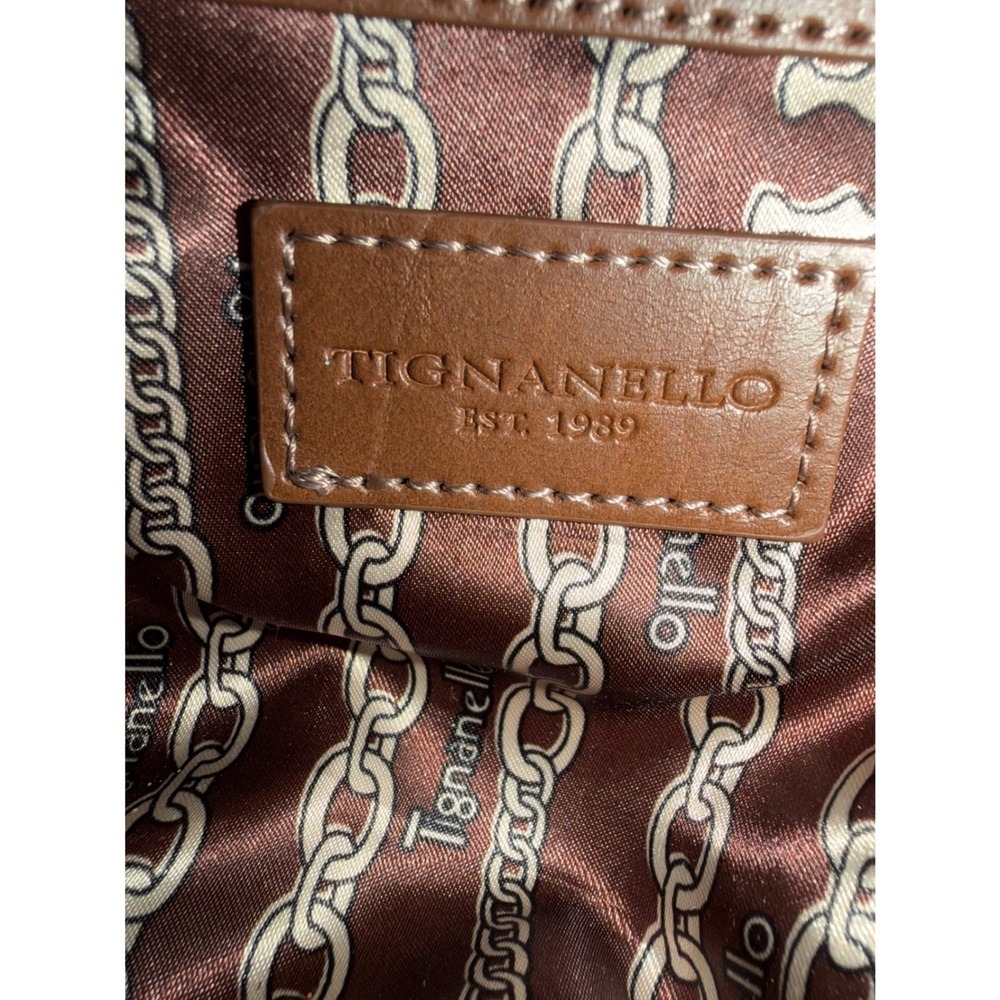 Tignanello Leather Crossbody Bag Brown Small Hobo Shoulder Purse RFID Brass Logo - Picture 15 of 16